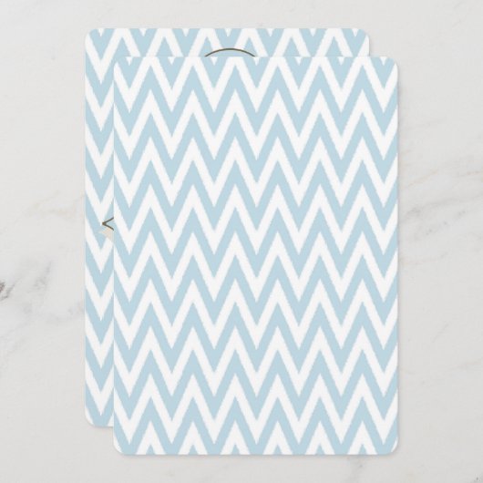 ブルーホワイトシェブロン赤ちゃんシャワー 招待状 (正面/裏面)