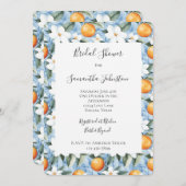 ブルーホワイトシチリアンサマーフローラブライダルシャワー 招待状 (正面/裏面)