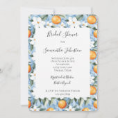 ブルーホワイトシチリアンサマーフローラブライダルシャワー 招待状 (正面)