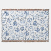 ブルーホワイトシックフローラクリスマスオーナメント スローブランケット (正面)