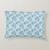 ブルーホワイトシルバーフローラコテージコアシャビーシック アクセントクッション (裏面)