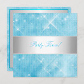 ブルーホワイトシルバーライトパーティー 招待状 (正面/裏面)