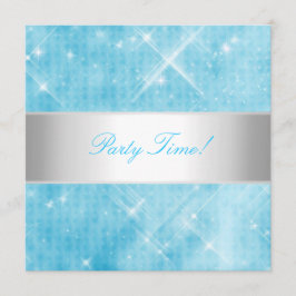 ブルーホワイトシルバーライトパーティー 招待状