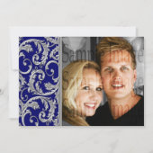 ブルーホワイトシルバー婚約記念日カスタム 招待状 (裏面)