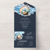 ブルーホワイトシーシェルパール海波シック オールインワン招待状 (内側)