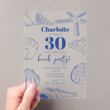 ブルーホワイトシーシェルビーチサマーバースデーパーティー