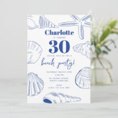 ブルーホワイトシーシェルビーチサマーバースデーパーティー 招待状 (スタンド正面)