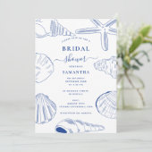 ブルーホワイトシーシェルビーチサマーブライダルシャワー 招待状 (スタンド正面)