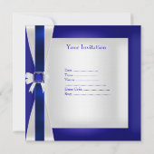 ブルーホワイトジュエルボウ30th誕生日パーティーシルバー 招待状 (裏面)