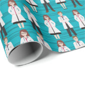 ブルーホワイトスタッフ包装紙 ラッピングペーパー (ロールコーナー)