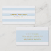 ブルーホワイトストライプのズストライプシックビジネスカード 名刺 (正面/裏面)