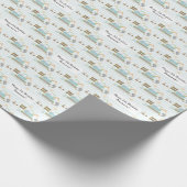 ブルーホワイトストライプの建築ディガー文字名 ラッピングペーパー (角)