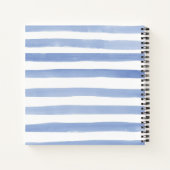 ブルーホワイトストライプフローラ紫イエローレシピ ノートブック (裏面)