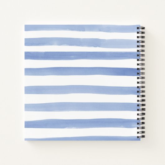 ブルーホワイトストライプフローラ紫イエローレシピ ノートブック (裏面)