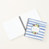 ブルーホワイトストライプフローラ紫イエローレシピ ノートブック (内部)