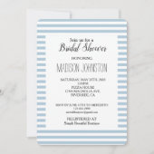 ブルーホワイトストライプブライダルシャワー 招待状 (正面)