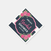 ブルーホワイトストライプローズピンクブライダルシャワー スタンダードカクテルナプキン (角)