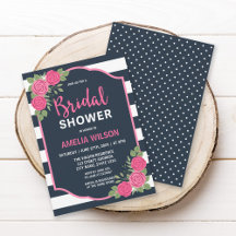 ブルーホワイトストライプローズピンクブライダルシャワー