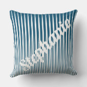 ブルーホワイトストライプ名前をカスタムするユニークギフト クッション (裏面)