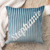 ブルーホワイトストライプ名前をカスタムするユニークギフト クッション (ブランケット)