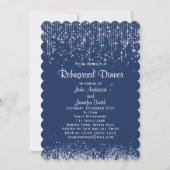 ブルーホワイトストリングライトウィンターリハーサルディナー 招待状 (正面)