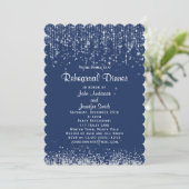 ブルーホワイトストリングライトウィンターリハーサルディナー 招待状 (スタンド正面)