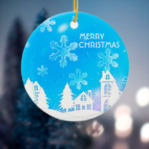 ブルーホワイトスノーハウスクリスマスニューイヤー