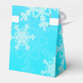 ブルーホワイトスノーフレークのミニマリストクリスマス フェイバーボックス (裏面サイド)