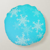 ブルーホワイトスノーフレークのミニマリストクリスマス ラウンドクッション (裏面)