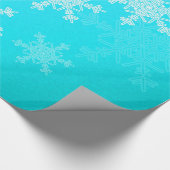 ブルーホワイトスノーフレークのミニマリストクリスマス ラッピングペーパー (角)