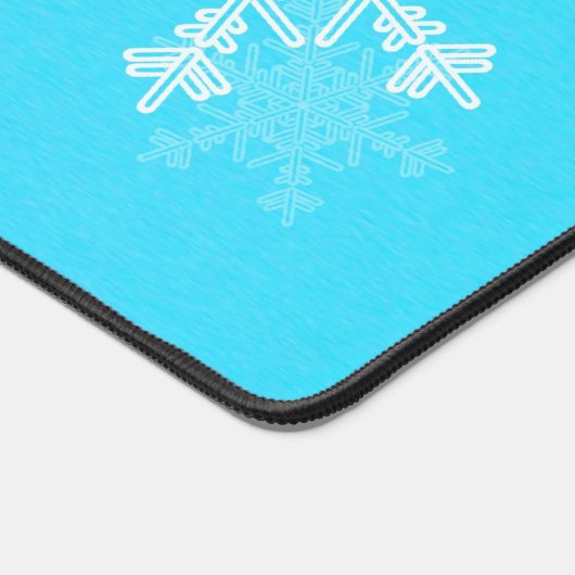 ブルーホワイトスノーフレークのミニマルなクリスマスの名前 デスクマット (コーナー)