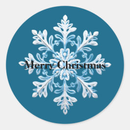 ブルーホワイトスノーフレーククリスマス ラウンドシール