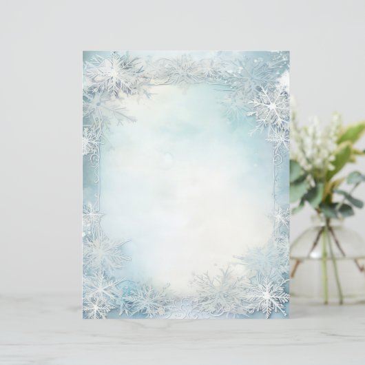 ブルーホワイトスノーフレークスクラップブックジャーナル紙 (スタンド正面)