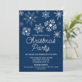 ブルーホワイトスノーフレークスクリスマスパーティの招待状 招待状 (スタンド正面)
