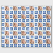 ブルーホワイトスノーフレークフォトクリスマスホリデー ラッピングペーパー (フラット)