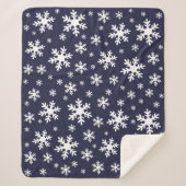 ブルーホワイトスノーフレーク雪の冬クリスマス シェルパブランケット (正面)