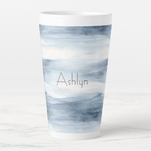 ブルーホワイトスノーフレーク・クリスマス カフェラテマグ (正面)