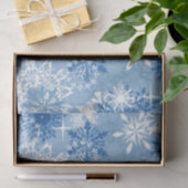 ブルーホワイトスノーフレーク・パターンティッシュペーパー 薄葉紙 (ギフト)