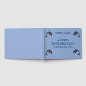 ブルーホワイトスパークルルルックジャンピング誕生日イルカ ゲストブック (全面)