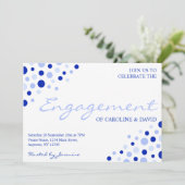 ブルーホワイトスポットパターン非公式婚約パーティ 招待状 (スタンド正面)