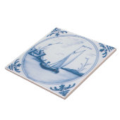 ブルーホワイトセーリングボートヴィンテージデルフトアートタイル タイル (側面)