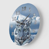 ブルーホワイトタイガー ラージ壁時計 (傾斜)