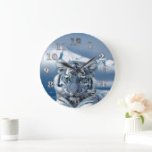 ブルーホワイトタイガー ラージ壁時計 (ホーム)