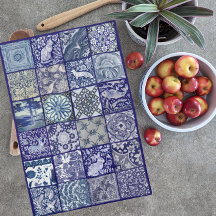 ブルーホワイトタイルデザインアンティークヴィンテージ モダン