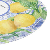ブルーホワイトタイルレモンリースヴィンテージファームハウスアート カッティングボード (角)