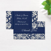 ブルーホワイトダマスクウェディングメッセージカード (デスク)