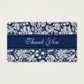 ブルーホワイトダマスクウェディングメッセージカード (裏面)