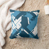 ブルーホワイトダークタークースイディアゴナル抽象デザイン クッション (ブランケット)