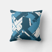 ブルーホワイトダークタークースイディアゴナル抽象デザイン クッション (裏面)