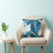 ブルーホワイトダークタークースイディアゴナル抽象デザイン クッション (椅子)